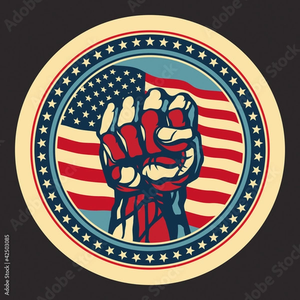 Obraz Power concept with USA flag background.