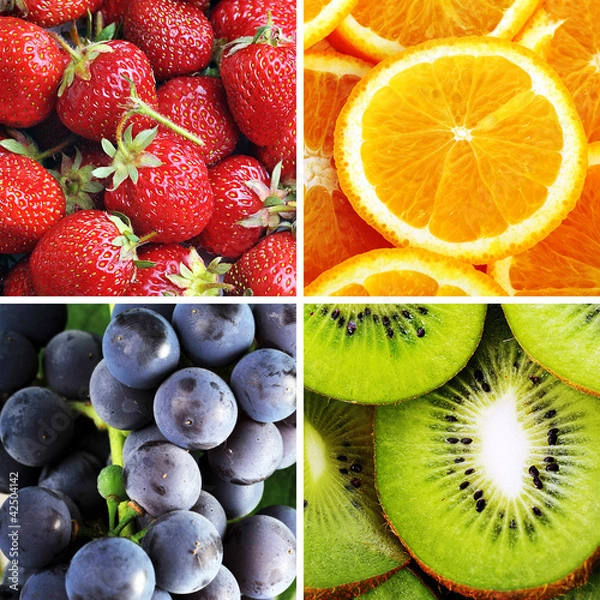 Fototapeta four different fruits background