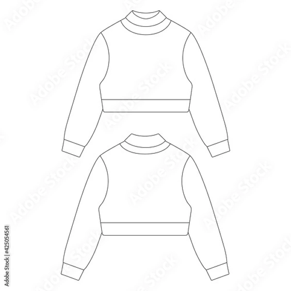 Obraz Template cropped turtleneck sweater vector illustration flat sketch design outline