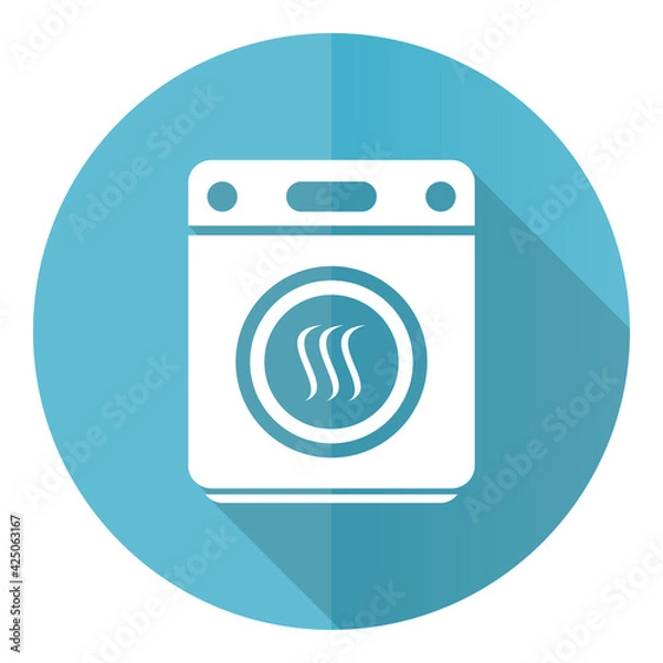 Fototapeta Dryer machine, laundry blue icon, flat design vector illustration in eps 10 for webdesign and mobile applications
