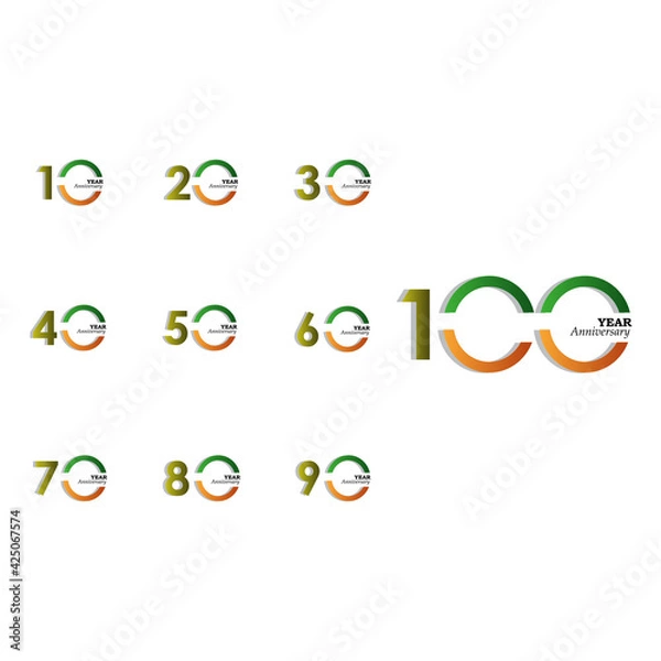 Fototapeta Set Year Anniversary Indian Them Color Vector Template Design Illustration