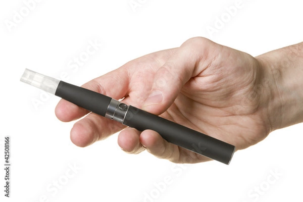 Obraz Electronic cigarette in hand isolated on white