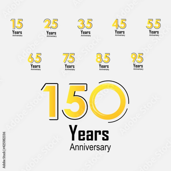 Obraz Set Year Anniversary Celebration Yellow Color Vector Template Design Illustration