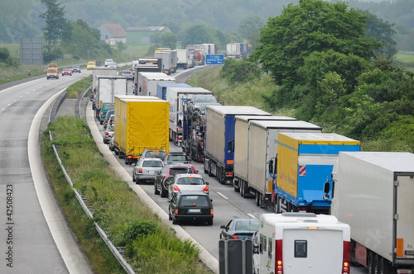 Fototapeta Stau auf Autobahn
