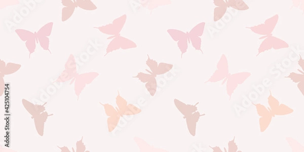 Fototapeta Butterfly silhouette seamless vector pattern background