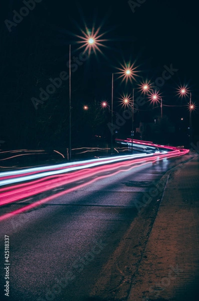 Obraz Night traffic lights motion.