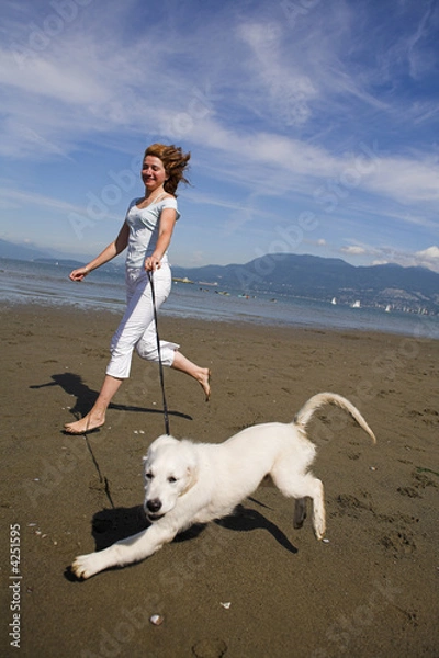 Fototapeta woman and dog