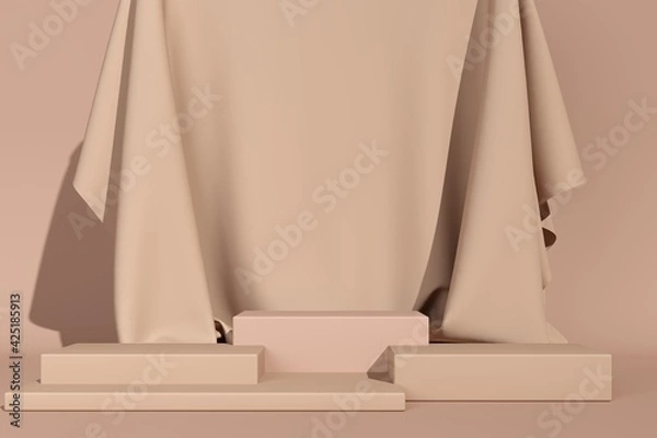 Fototapeta Abstract background, mock up scene geometry shape podium for product display. 3d render