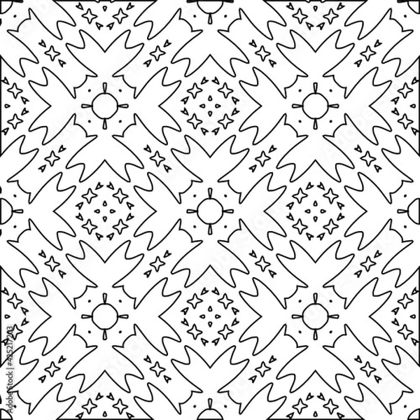 Fototapeta  Geometric vector pattern with triangular elements. Seamless abstract ornament for wallpapers and backgrounds. Black and white colors. 
