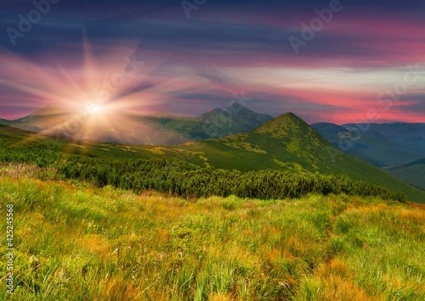 Obraz sunset in the mountains