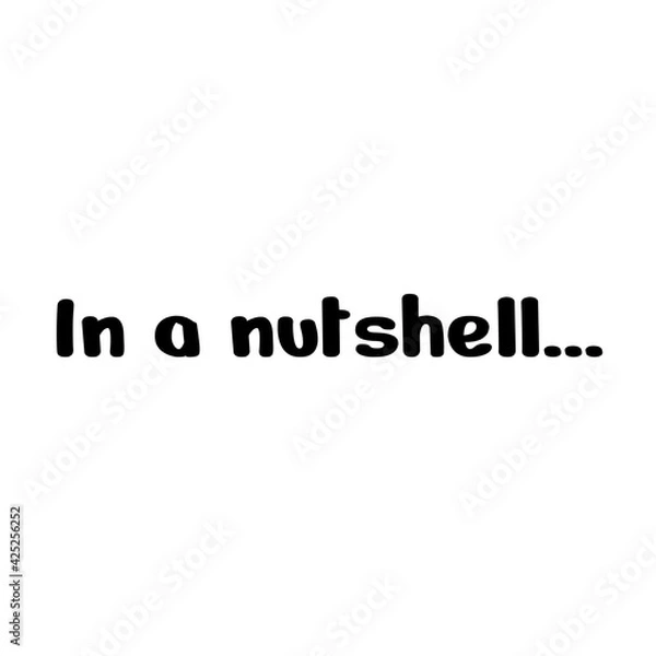Fototapeta Text "In a nutshell..." isolated on a white background. Abstract black and white lettering illustration