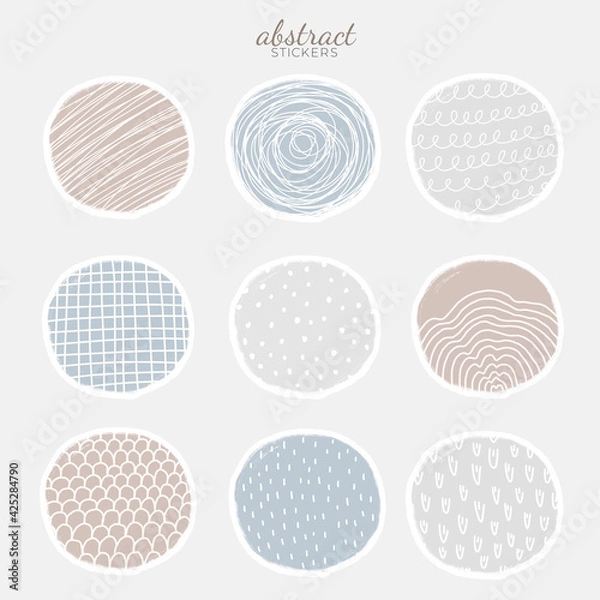 Fototapeta Abstract set stickers for printing in pastel colors