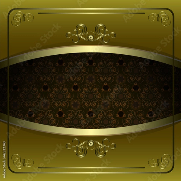 Fototapeta Vintage vector background with golden patterns.