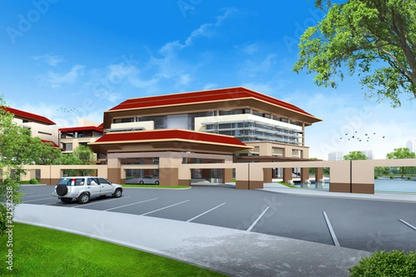 Fototapeta 3D render of building