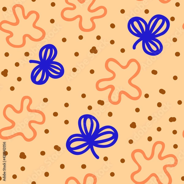 Fototapeta Seamless abstract floral pattern. Bright joyful pattern design perfect for textile and office supplies.