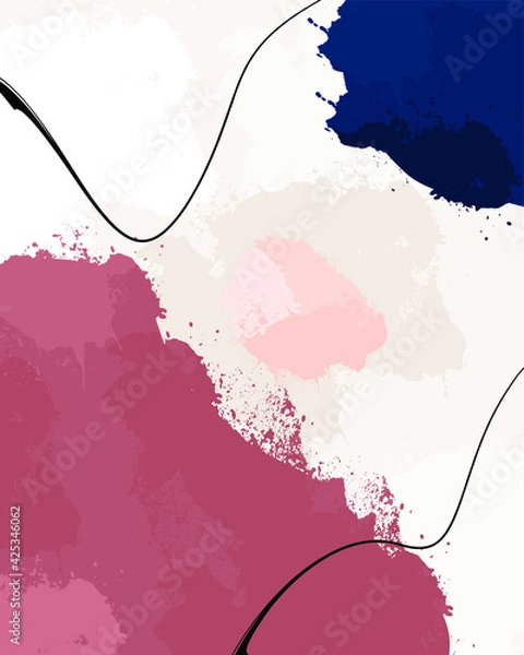 Fototapeta illustration vector EPS 10 print hand draw painted abstract shapes geometry contemporary aesthetic boho mid century modern art Scandinavian nordic design style
