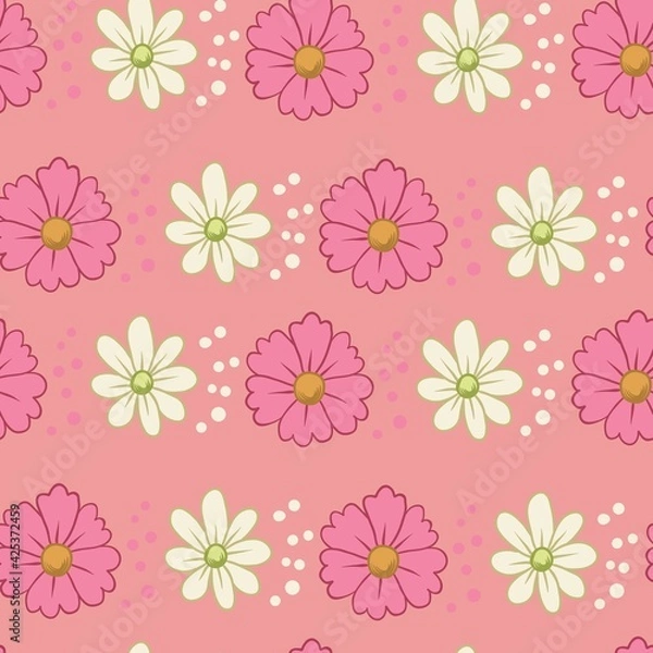 Obraz Pink Flower seamless pattern background vector