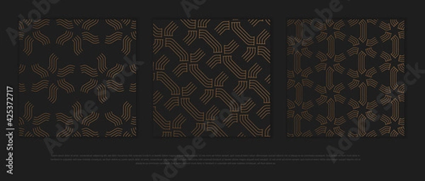 Fototapeta Vector set of design elements, labels and frames for packaging for luxury products in trendy linear style.	