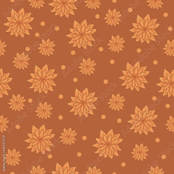 Obraz Orange flower seamless pattern background vector