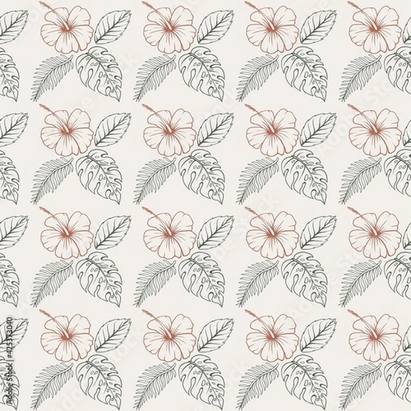 Obraz Tropical flower seamless pattern background vector