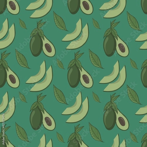 Obraz avocado fruit seamless pattern background vector