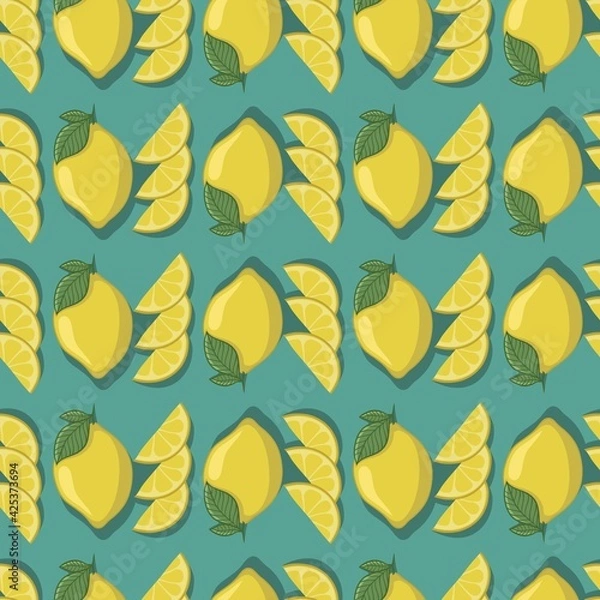 Obraz lemon fruit seamless pattern background vector