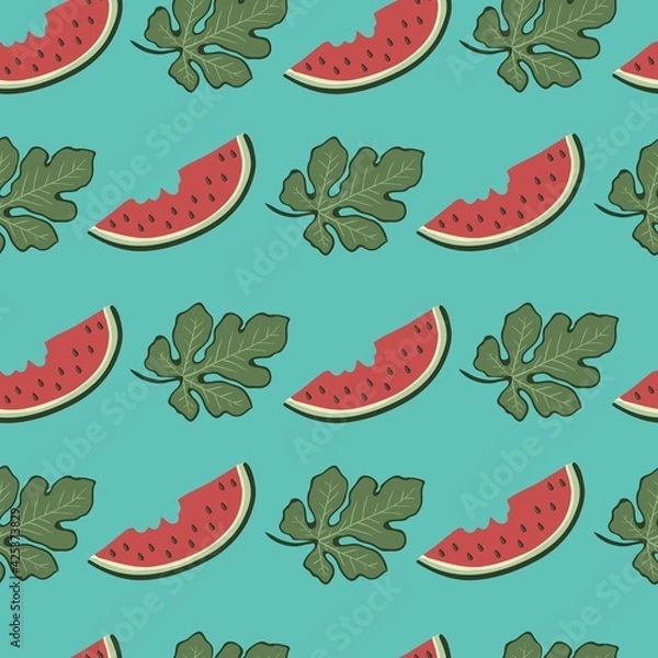 Obraz watermelon fruit seamless pattern background vector