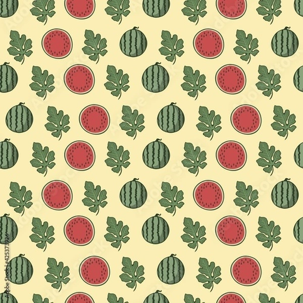 Obraz watermelon fruit seamless pattern background vector