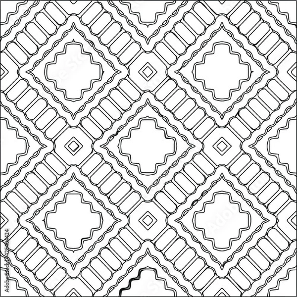 Fototapeta Geometric vector pattern with triangular elements. Seamless abstract ornament for wallpapers and backgrounds. Black and white colors. 