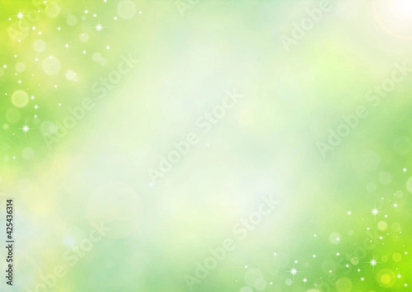 Obraz 新緑の煌めきと逆光　初夏のイメージ　背景イラスト素材（黄緑色）