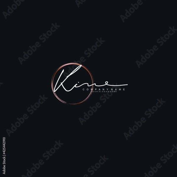 Obraz KI Initials handwritten minimalistic logo template vector	
