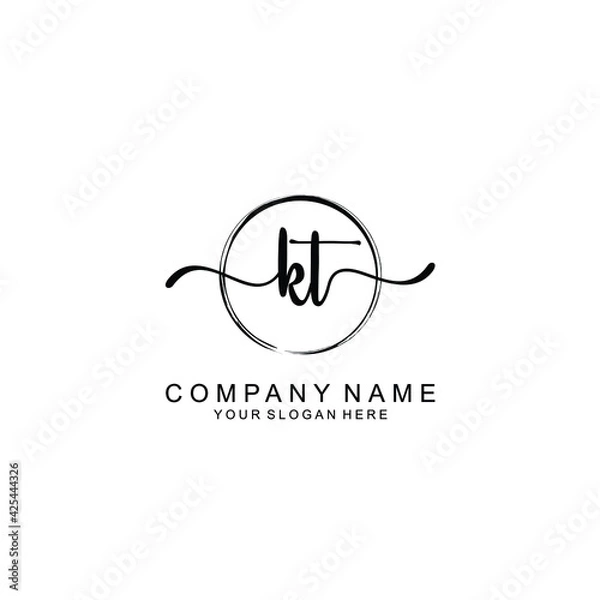 Obraz KT Initials handwritten minimalistic logo template vector