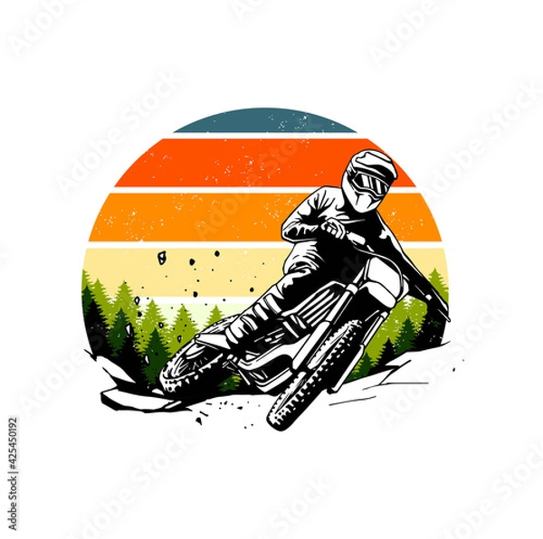 Fototapeta motocross with retro style