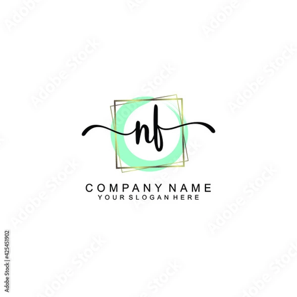 Fototapeta NF Initials handwritten minimalistic logo template vector