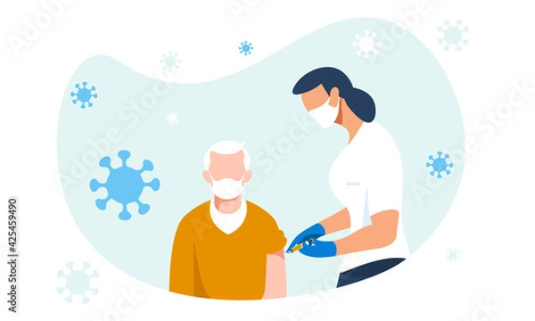 Fototapeta time of vaccines pandemic and health crisis concept. medical staff attending.