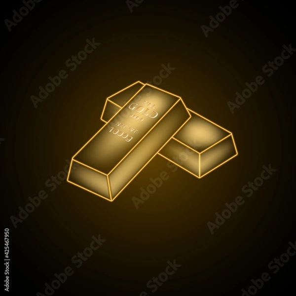 Obraz Gold ingot neon icon