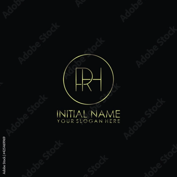 Obraz RH Initials handwritten minimalistic logo template vector