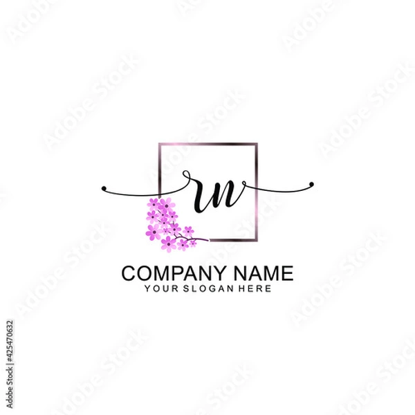 Obraz RN Initials handwritten minimalistic logo template vector