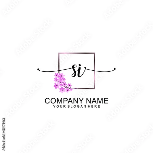 Fototapeta SI Initials handwritten minimalistic logo template vector