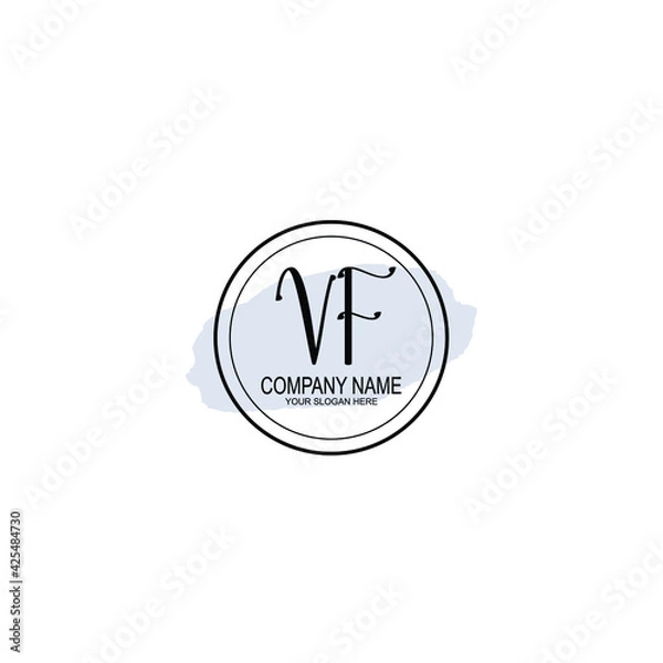 Fototapeta VF Initials handwritten minimalistic logo template vector
