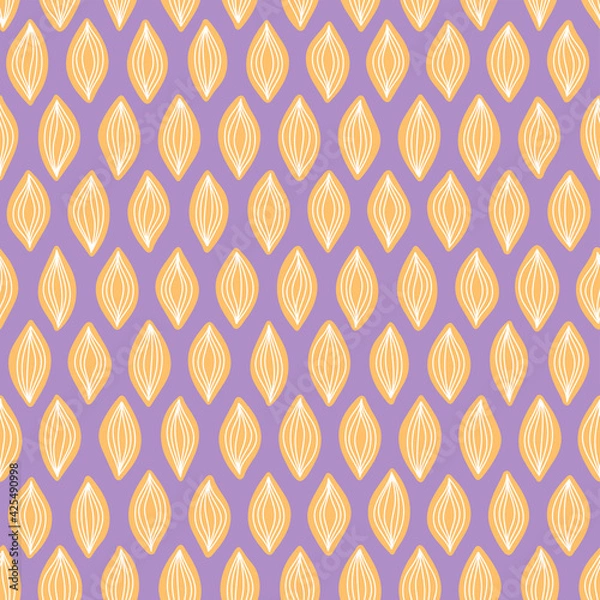 Fototapeta Hand-drawn seamless pattern with decorative leaves. Colorful floral illustration for paper, gift wrap, wallpapers, fabric, textile design.