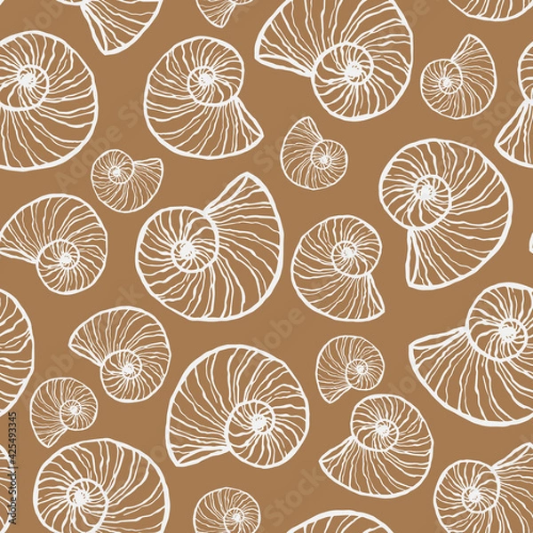 Fototapeta marine seamless pattern with seashell. summer time, sea, underwater, sea shells