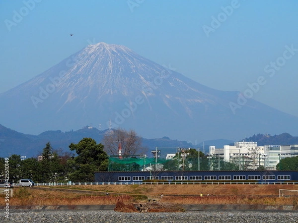 Obraz 積雪の少ない富士山