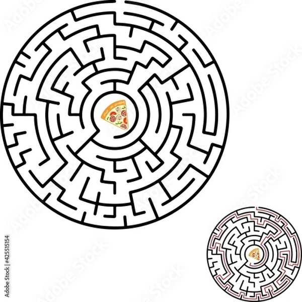 Fototapeta Labyrinth shape design element. Three entrance, one exit and one right way to go,