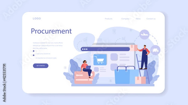 Fototapeta Supply web banner or landing page. B2B idea, global logistic