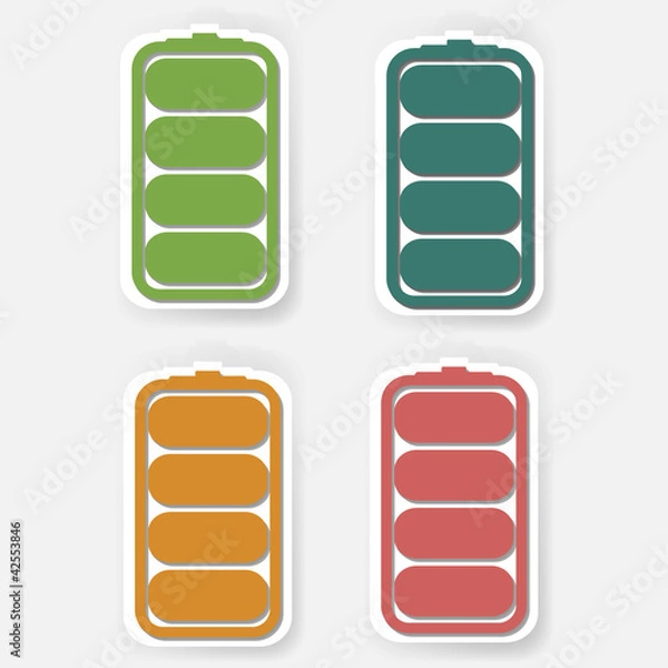 Obraz Vector batteries icons. shows the amount of charge in the batter