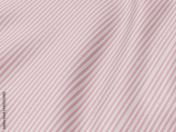 Fototapeta 3D rendering. Rippled cloth. Pink striped wave background