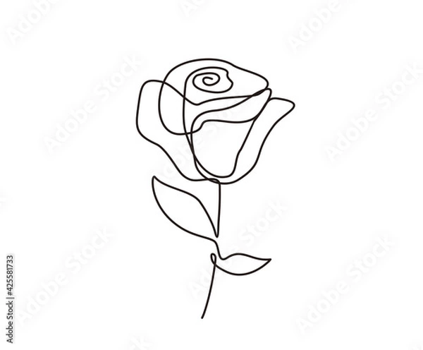 Obraz Minimalist rose flower design. Continuous line drawing of rose flower.