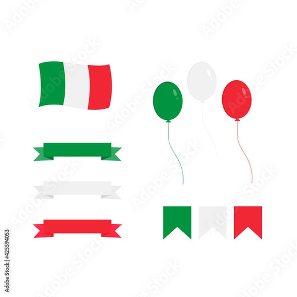 Obraz These Italian objects isolated on a white background.