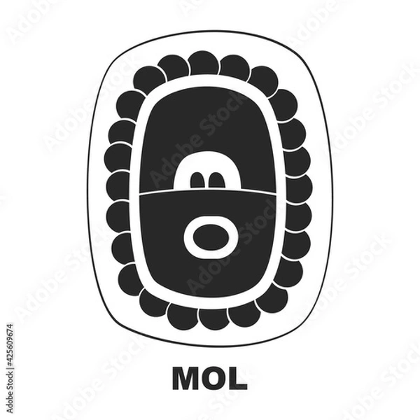 Fototapeta Vector icon with Glyph from Maya Haab calendar. Calendar month symbol Mol